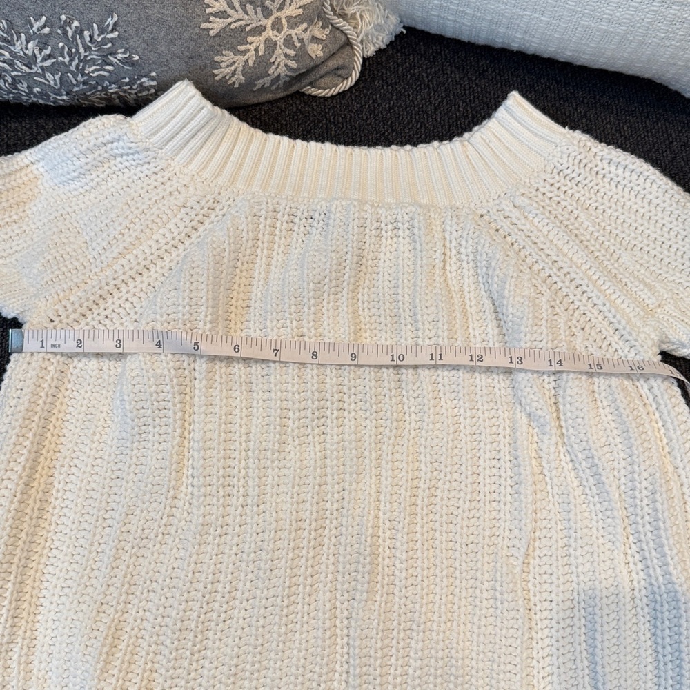 Lulu’s Off the Shoulder Cropped White Sweater - Picture 12 of 13